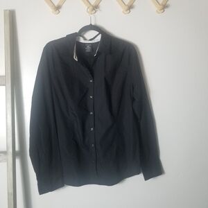 GEORGE BUTTON DOWN WOMEN'S BLACK DRESS SHIRT SIZE XL